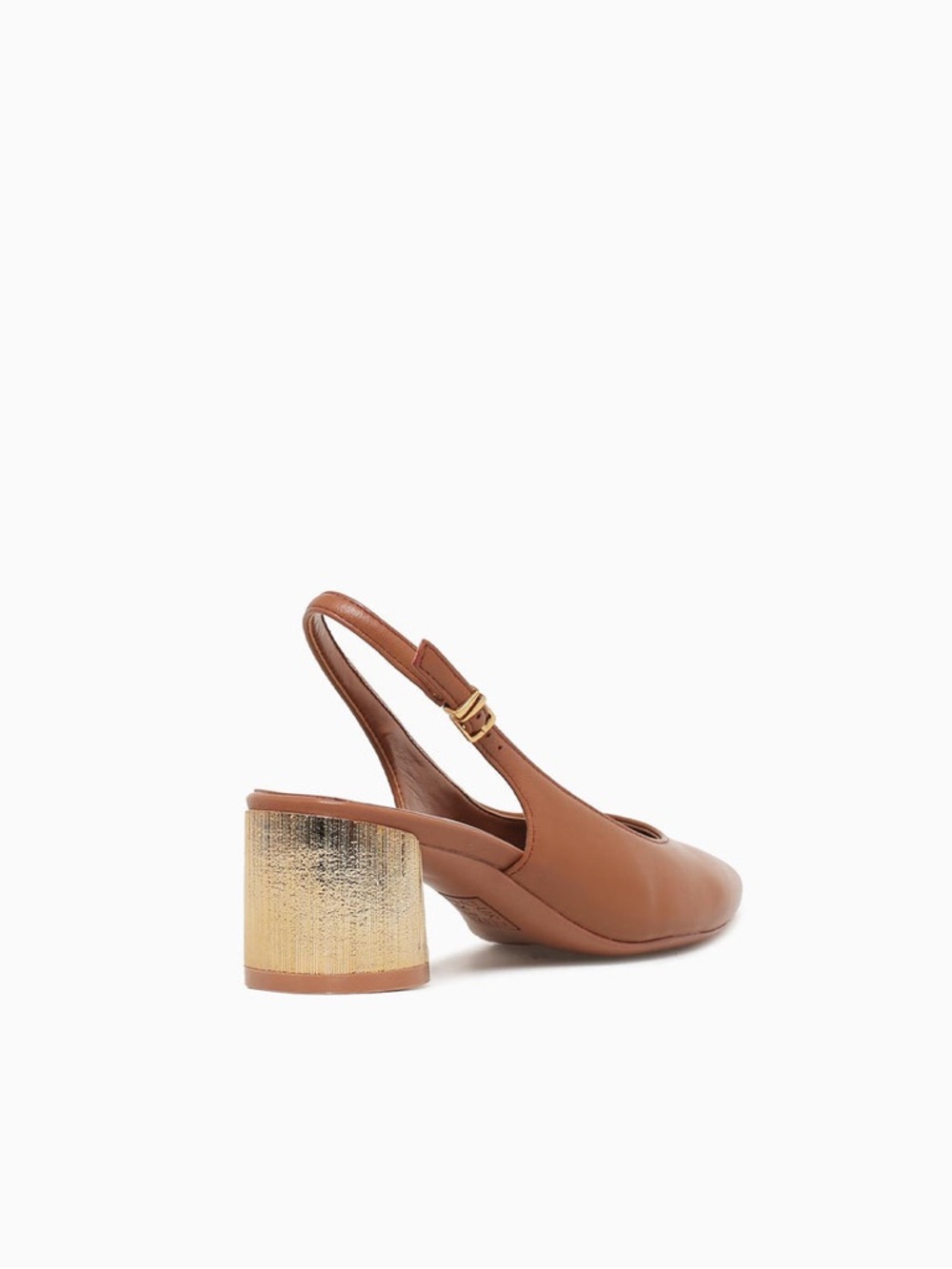 Naturalizer Tan Leather With Gold Slingback Heel - Picture 4 of 6